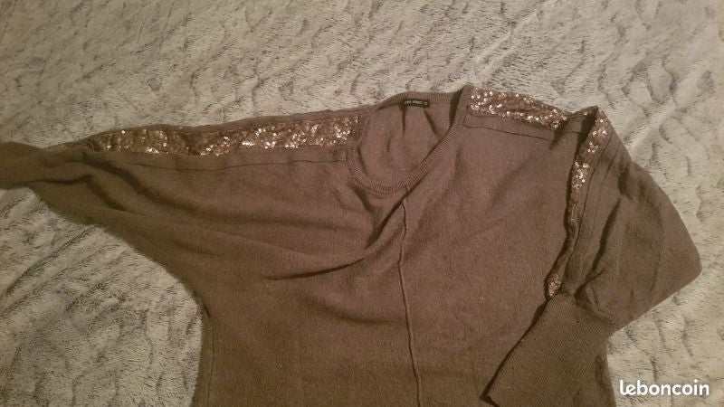 Pull femme taupe brillant épaule taille unique. Orfeo Negro