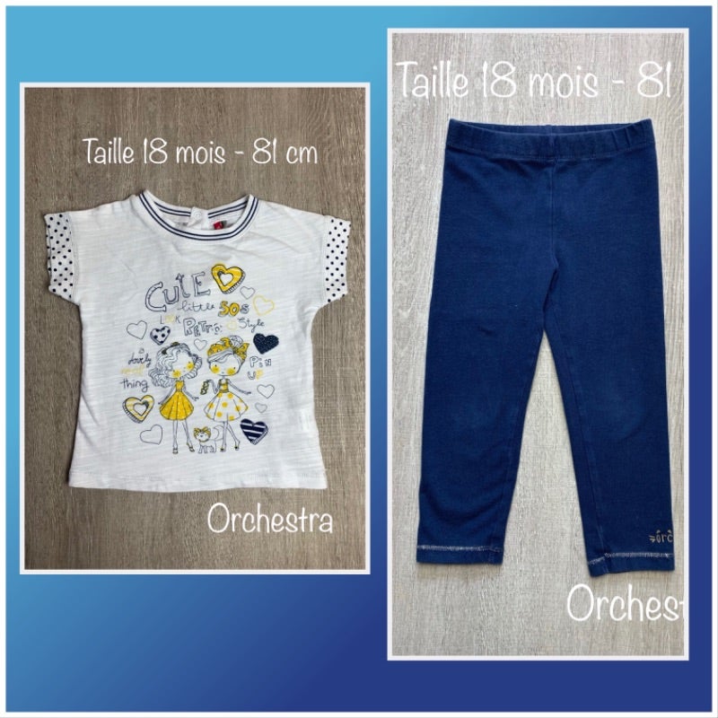 Ensemble T-shirt MC et legging - taille 18 mois / 81cm