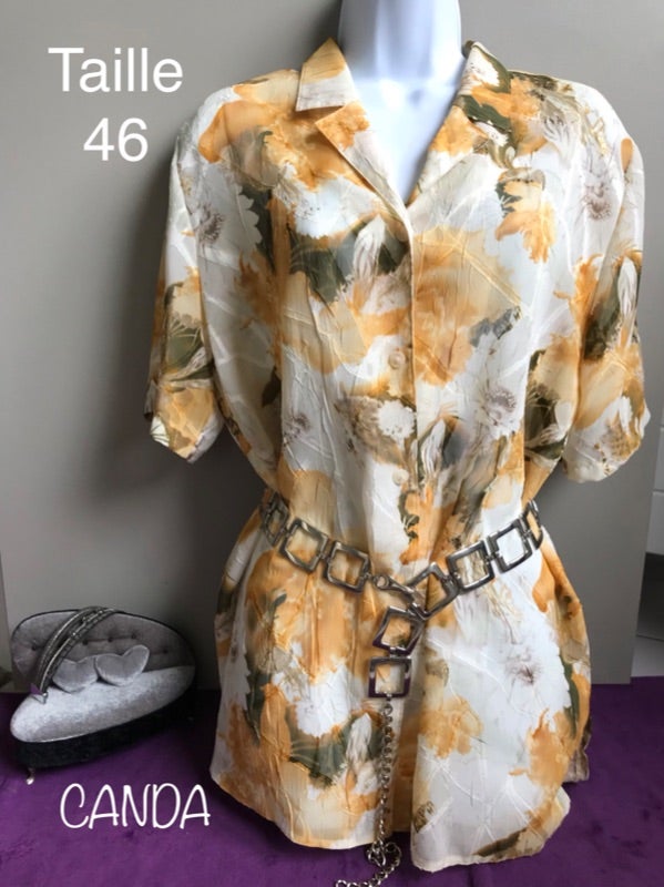 Chemisier MC voilage motif floral - taille 46