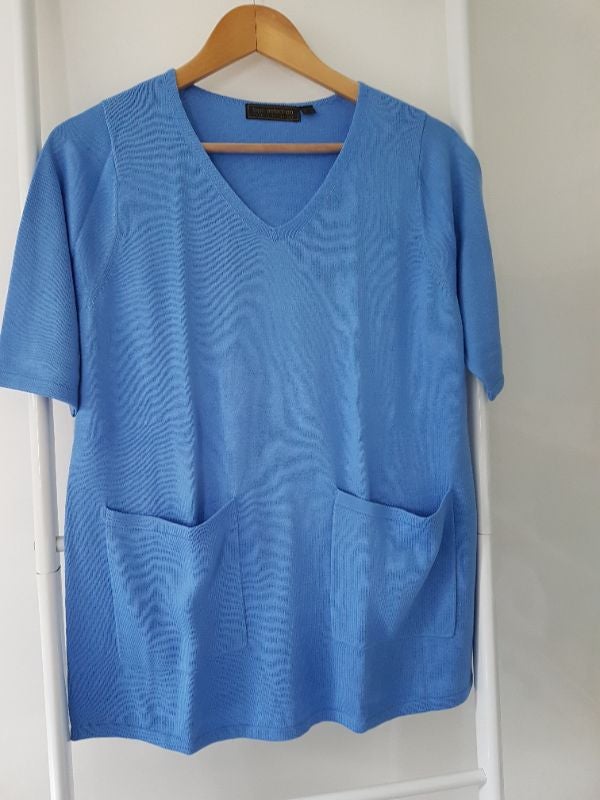 Pull long manches courtes bleu