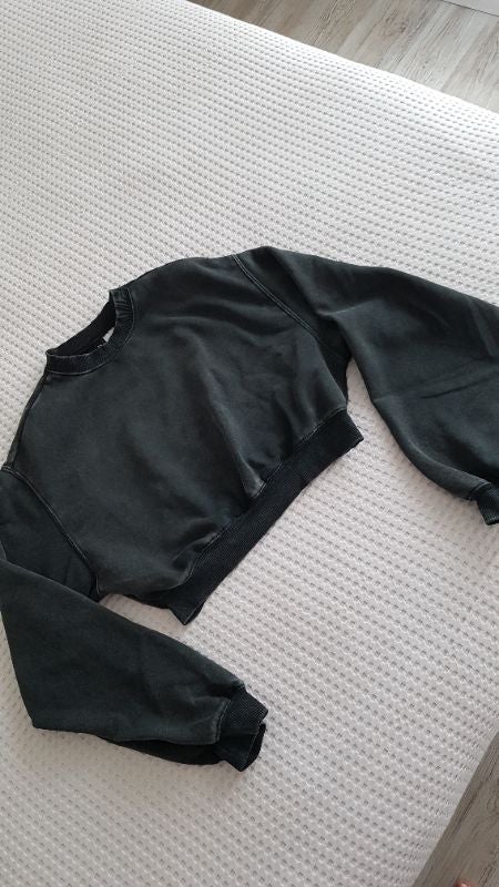 Sweat femme court noir délavé HetM XXS