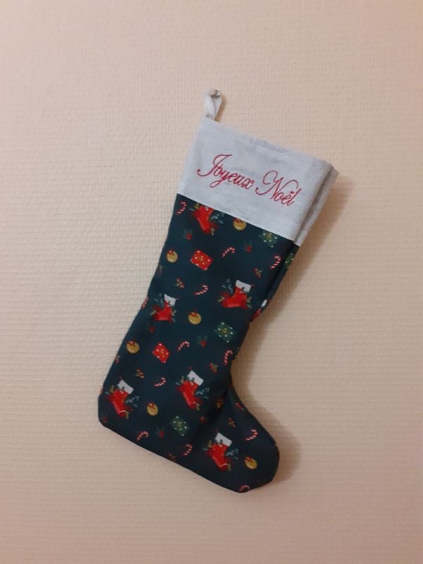 Botte de Noël brodé fait main