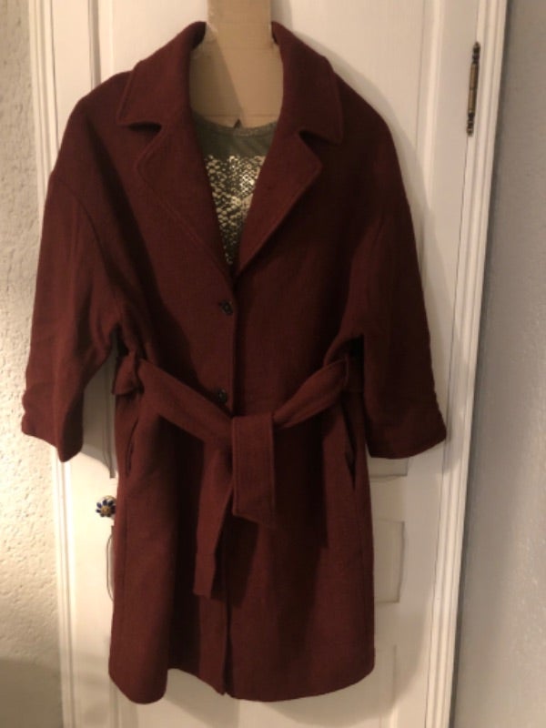 Manteau long bordeaux épais et doublé T 44++ NEUF