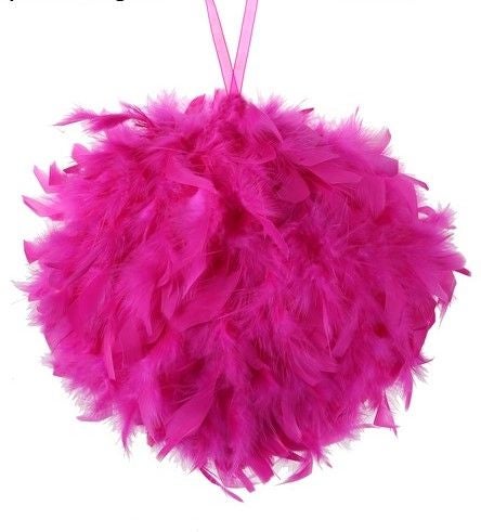 Boule de plume fuchsia 30 cm
