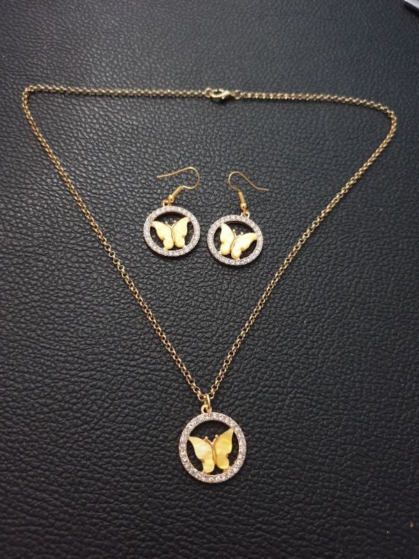 Parure fantaisie "Papillon" jaune