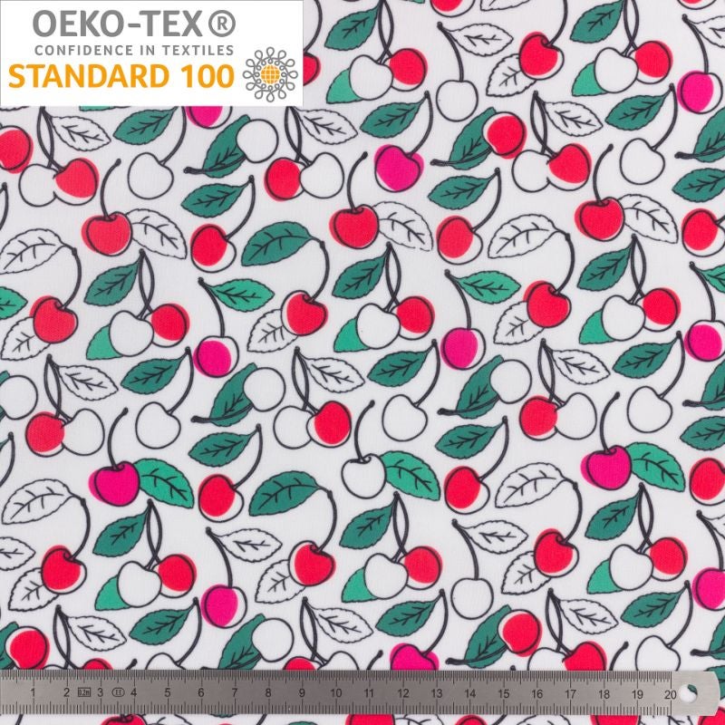 Tissu pul imperméable Cerises 50cm sur laize