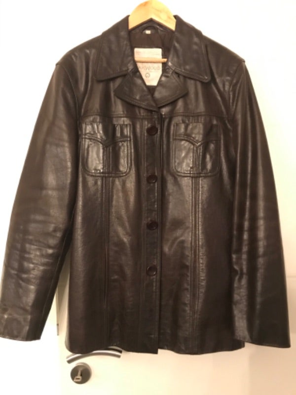 # Veste homme cuir véritable marron taille XL