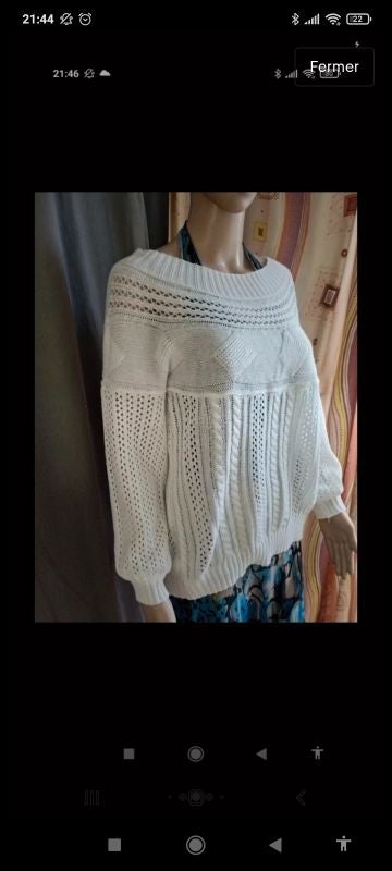 Pull écru torsade