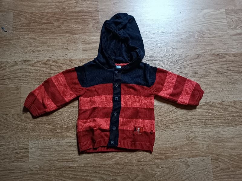 Gilet rayé rouge, orange, bleu marine Okaïdi 12 mois