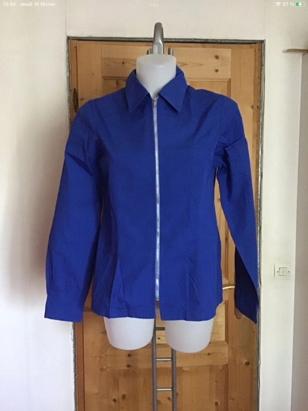 Chemise zippée made in France vintage 90s bleu roi Sud Express