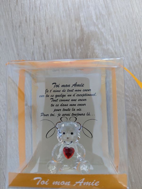 Figurine ours en verre "Toi mon amie"
