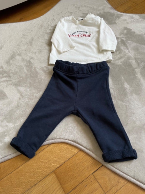 Jolie ensemble pantalon et tee-shirts manches longues bébé garçon taille 3 mois