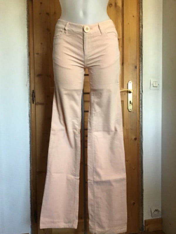 Pantalon velours milleraies saumon taille mi haute bas évasés vintage 90s Iro