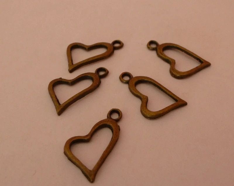 Lot de 5 breloques coeur