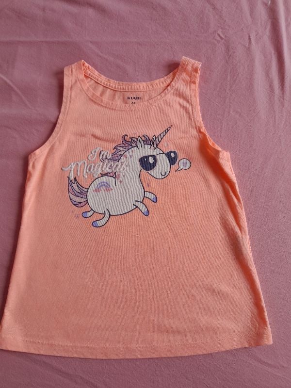 Débardeur orange licorne