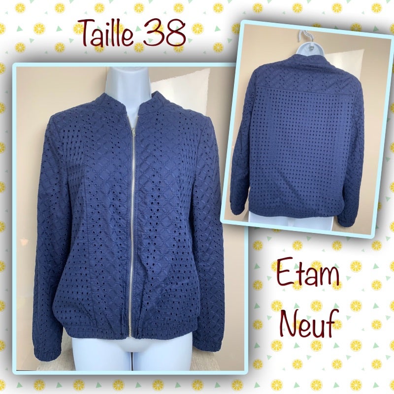 Veste légère avec broderie anglaise - taille 38 - neuf