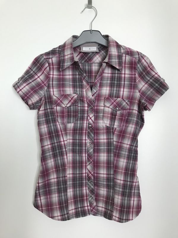 Chemise à carreaux rose