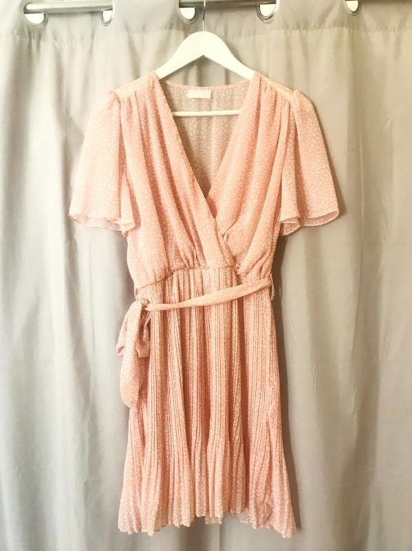 Robe rose cache cœur plissée Q2 M
