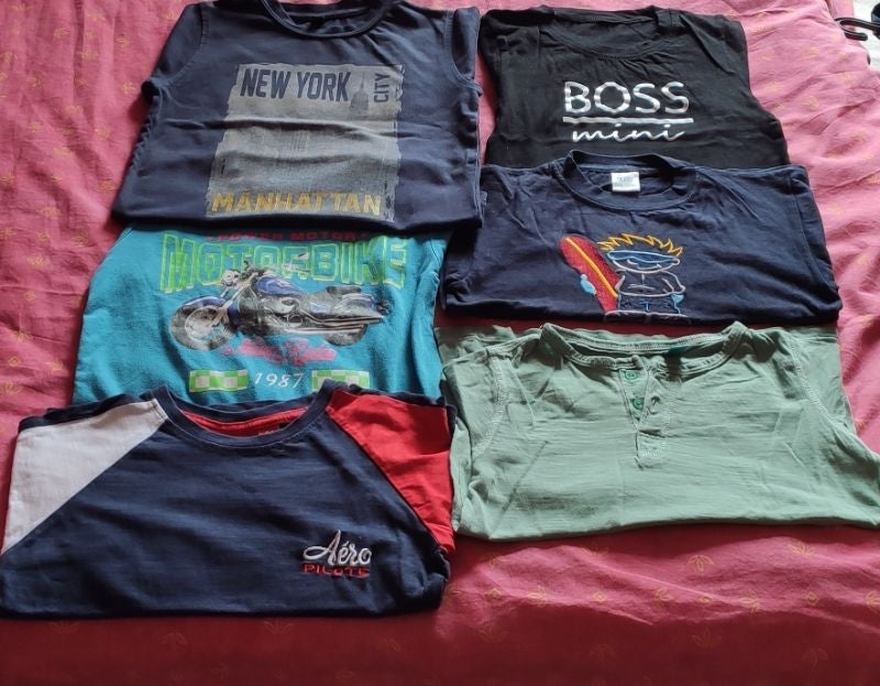 Lot 6 t-shirt, garçon 4 an Manches courtes,
