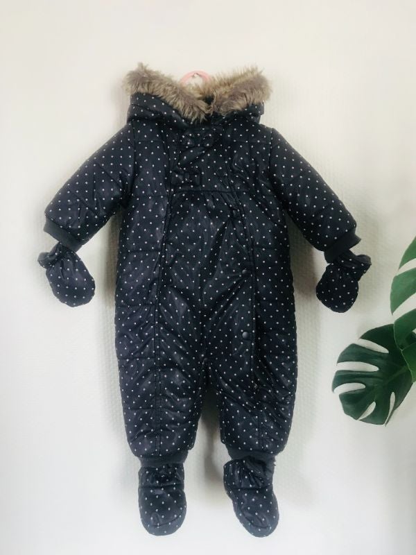 Combipilote fille 6 mois Là Redoute bleue à pois
