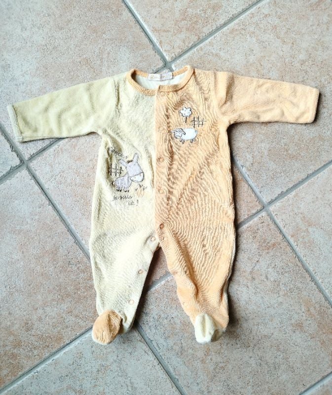 Pyjama grenouillère barboteuse velours Gémo 3 mois