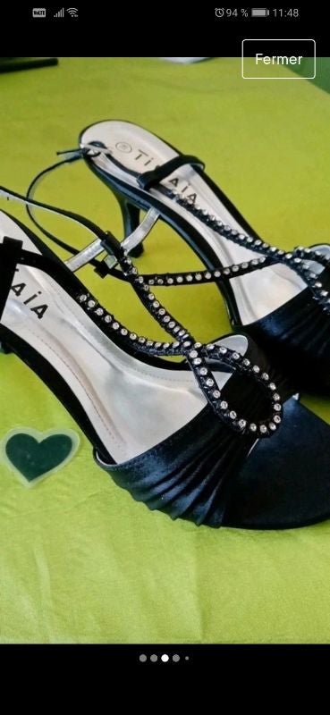 🖤 CHAUSSURES  NOIRES A TALONS HAUT 7,5 cm.  Pointure38. TISSAIA.