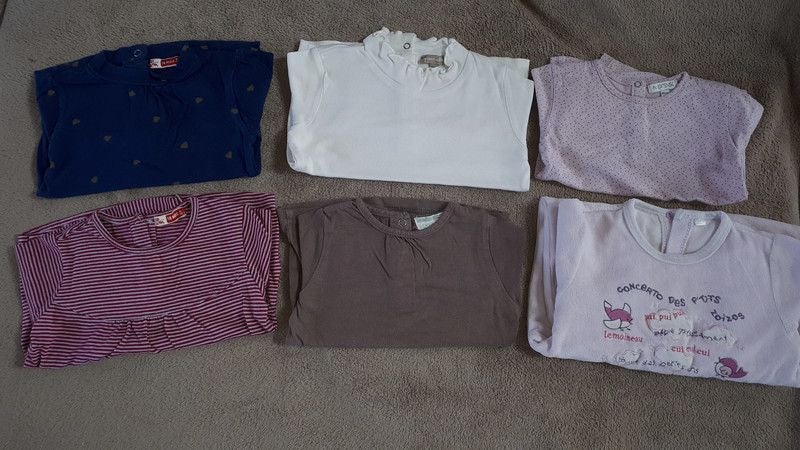 Lot t-shirts manches longues fille 18 mois
