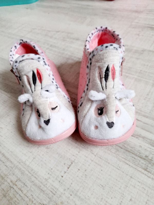 Chaussons rose et beige