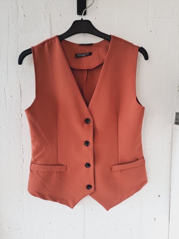 Gilet style barmaid terracotta taille unique