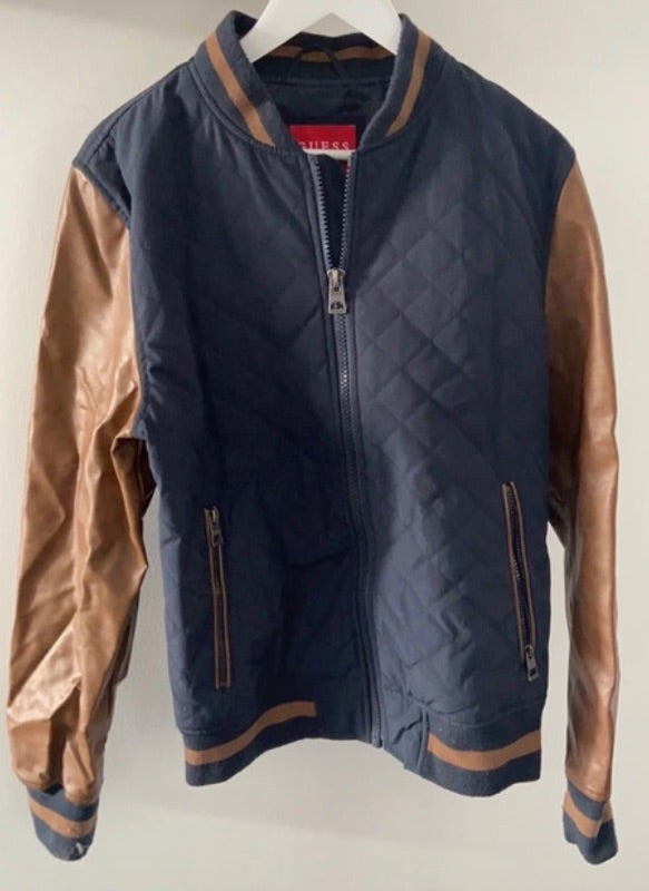 Beau blouson Guess T L homme bleu marine et marron