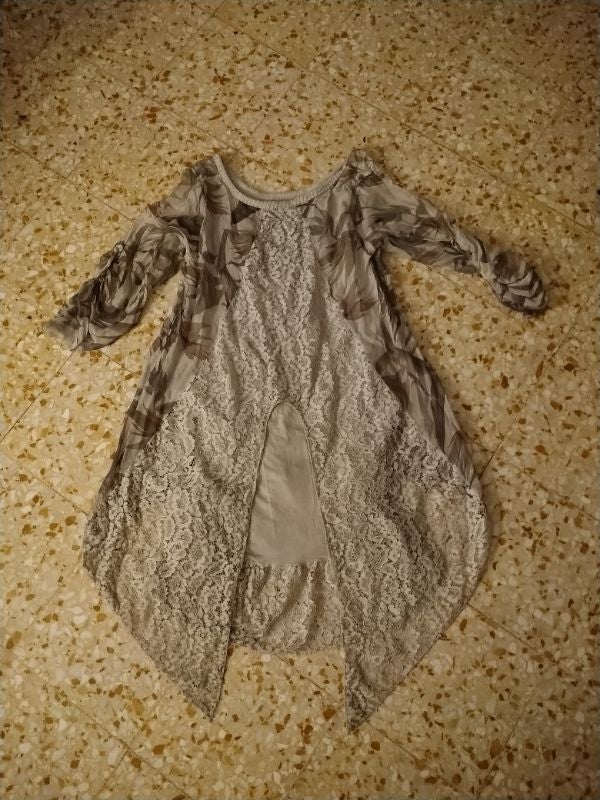 Tunique longue soie et dentelle taille S