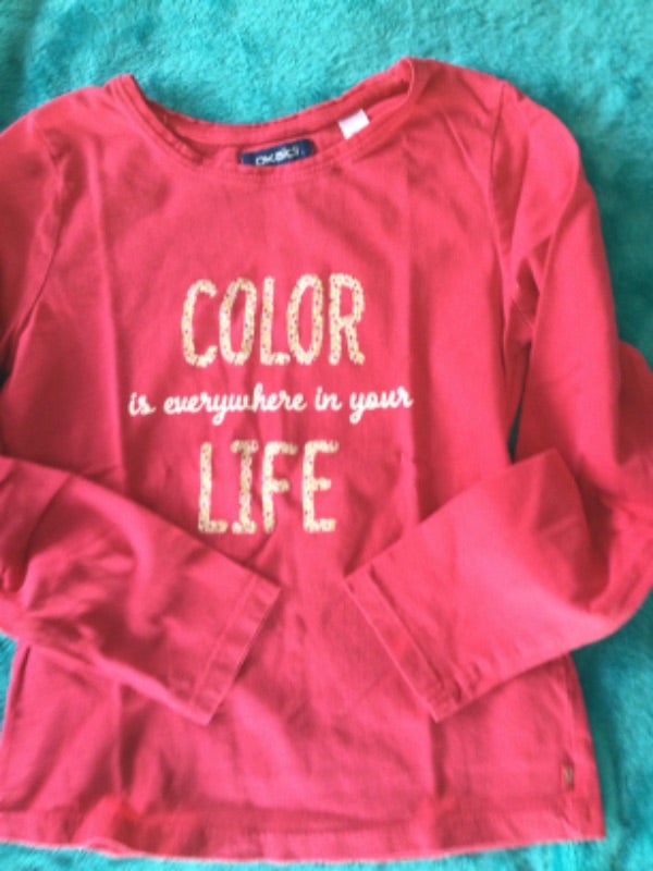 teeshirt  tee-shirt  okaidi 8 ans manches longues   tbe