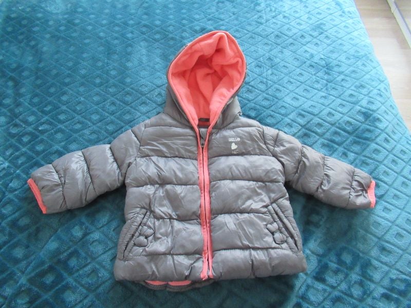 Manteau doudoune gris intérieur polaire corail Orchestra Taille 9 mois