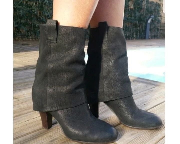 ASH bottes tout cuir avec surbottes intégrées noir 37