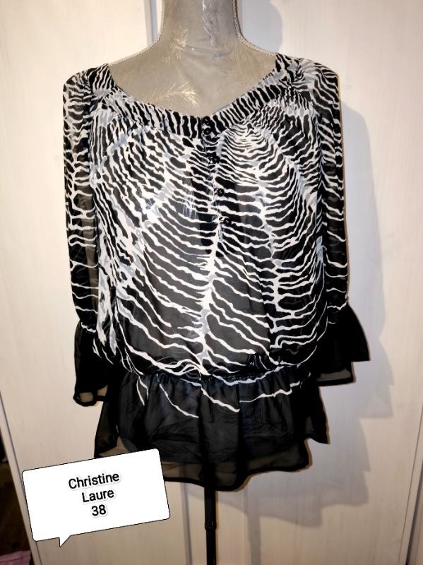 Magnifique blouse semi transparente 38 Marque Christine Laure État impeccable, aucun défaut