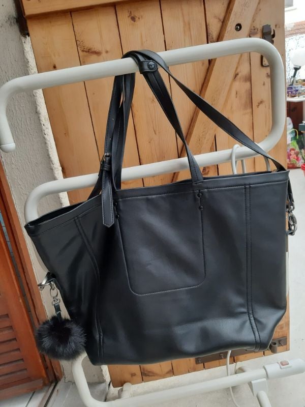 Sac à main noir avec pochette assortie léopard porte épaule