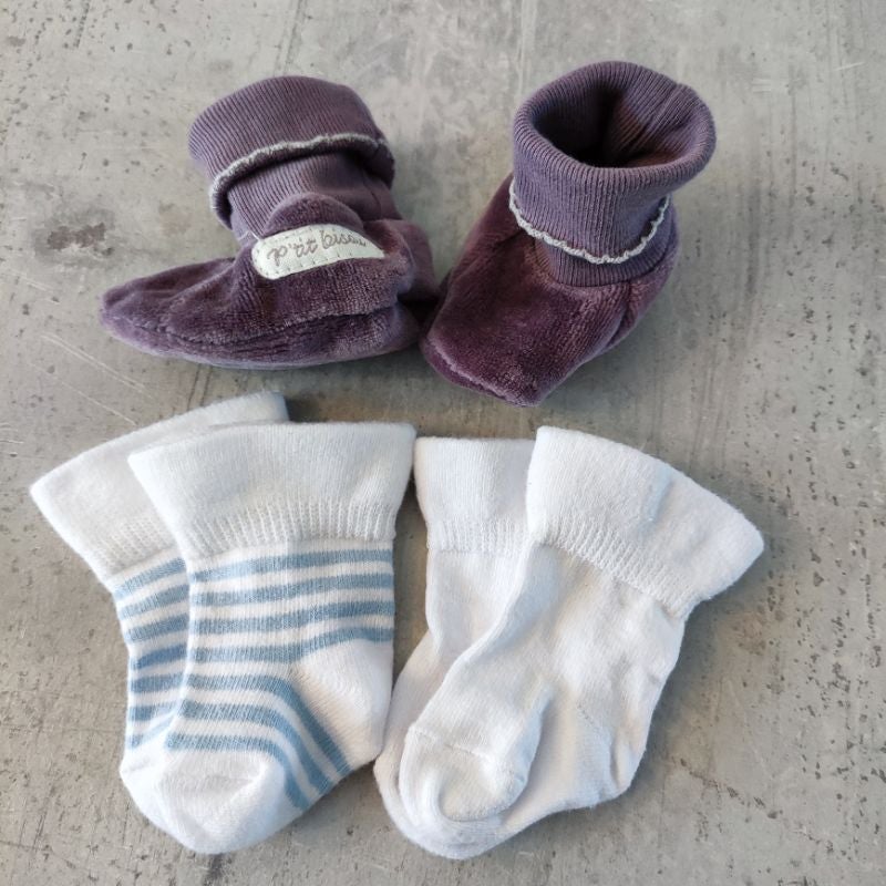 Chaussons nouveau né - taille 0 - P'tit Bisou