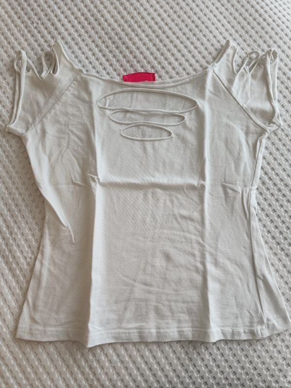 T-shirt femme coton S blanc crop