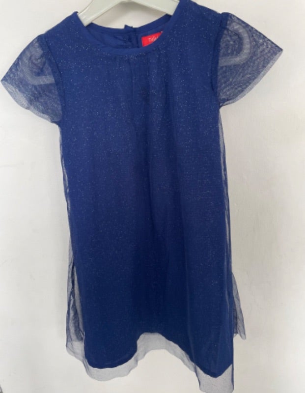 Belle robe T 5 ans Tissaia en tulle bleu avec paillettes argentées