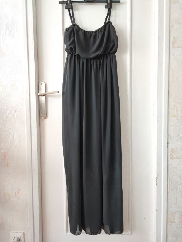 Robe fluide, Robe longue à bretelles réglables, robe de soirée,