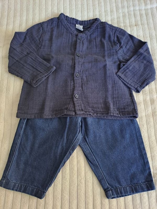 jean et chemise bleu marine petit bateau 12 moiss