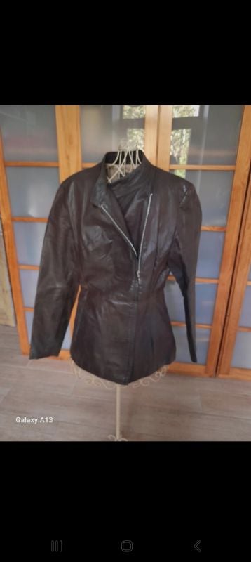 Veste mi longue en cuir T38