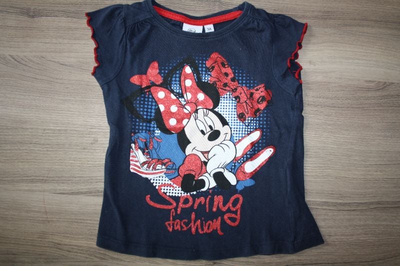 Tee-shirt pailletée en bleu marine à motif Minnie en 3 ans