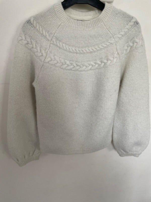 Pull fille T 10 ans Okaïdi blanc  avec fils brillants