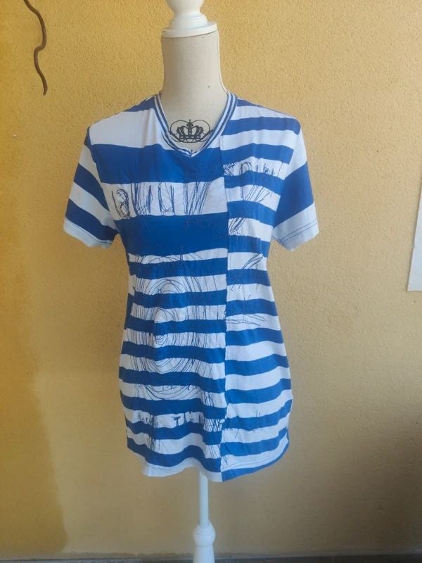 Tee shirt rayé blanc bleu desigual taille 38