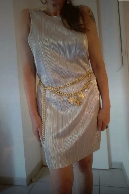 Robe doré Plissée H&M