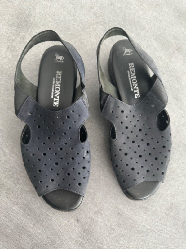 Sandales en cuir véritable bleu marine et noir Remonte T36