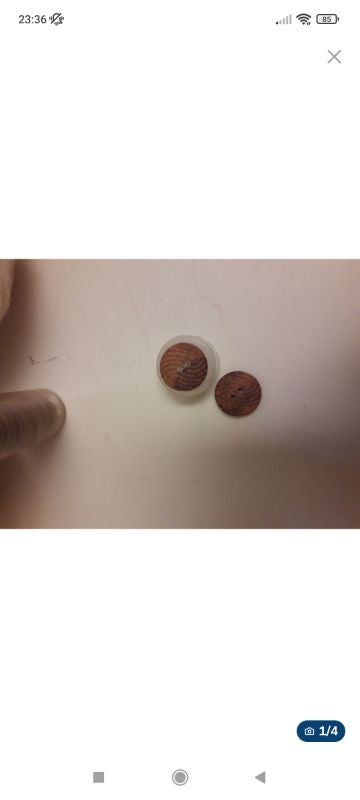 Lot de 6 Boutons bois  motif spirale de 1 centimètre de large