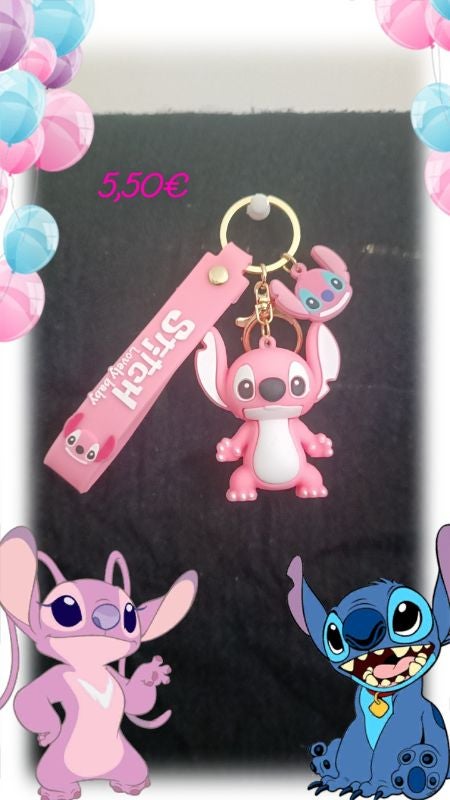 Porte-clé rose Stitch