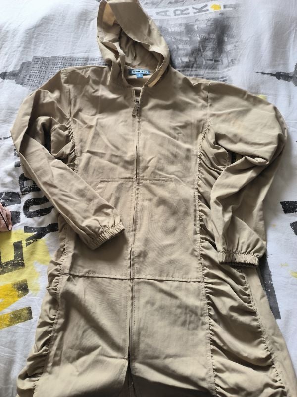 Gilet capuche beige